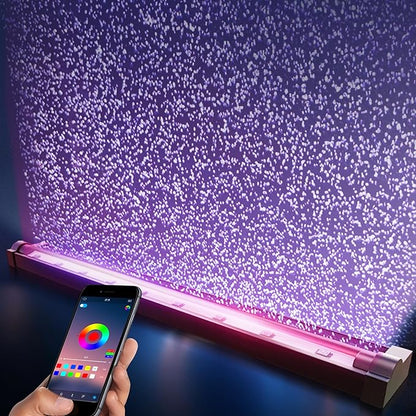 Smart App-Controlled LED Aquarium Light with 16 Million Colors, 12 Dynamic Effects, Fish Tank Light with Nano Air Bubble for Aquarium Bubbler Decorations, Submersible Fish Tank Accessories - 19''