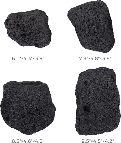 6-8 Inches Large Natural Black Lava Rock 4 PCS Aquarium Rocks for Aquascaping, Aquarium Landscaping, Terrariums, Fish Tank Decoration, Vivariums, Paludarium, Reptile and Amphibian Enclosures