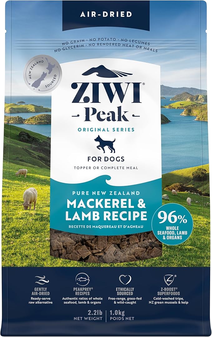 ZIWI Peak Air-Dried Dog Food  Mackerel & Lamb - All Natural, High Protein, Grain Free, Limited Ingredient w/ Superfoods (35.2oz)