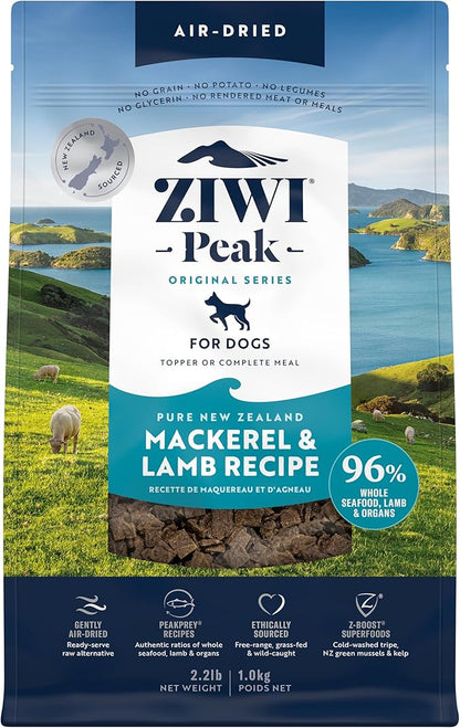 ZIWI Peak Air-Dried Dog Food  Mackerel & Lamb - All Natural, High Protein, Grain Free, Limited Ingredient w/ Superfoods (35.2oz)
