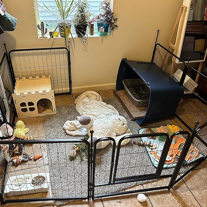 Dog Playpen,Portable Outdoor Dog Fence, Dog Playpen for Large/Medium/Small Dogs, Dog Fences for The Yard,with Doors Foldable Metal (24 Panels, 45 inch)