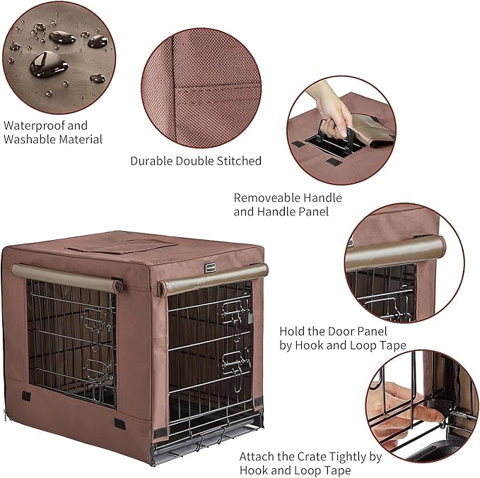 DONORO Dog Crates for Small Size Dogs Indoor Double Door Dog Kennels & Houses for Puppy and Cats, Collapsible Metal Contour Dog Cages (42-Inch Kit)
