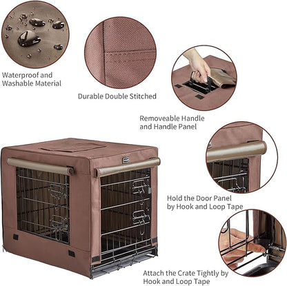 DONORO Dog Crates for Small Size Dogs Indoor Double Door Dog Kennels & Houses for Puppy and Cats, Collapsible Metal Contour Dog Cages (42-Inch Kit)