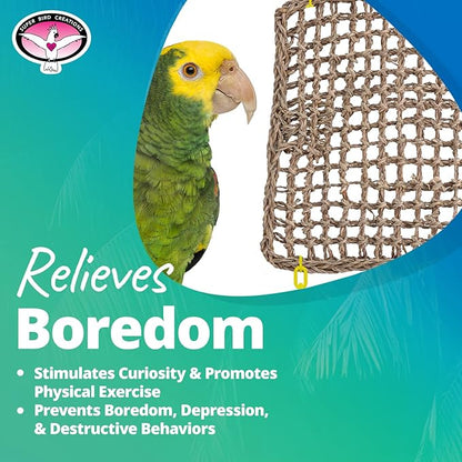 Super Bird Creations SB50003 Seagrass Mat for Cage Decor, Pet Enrichment and Boredom Relief - Versatile Toy-Making Base - Ideal for Parrots - Small to Large Birds & Reptiles - 10"x10" (1 Pack)