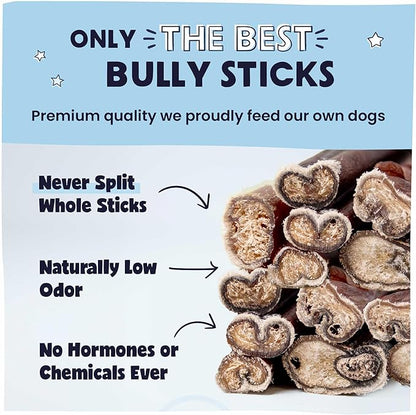 Pawstruck All-Natural 9" Bully Sticks for Dogs - Best Long Lasting, Rawhide Free, Low Odor & Grain Free Dental Chew Treat - Healthy Single Ingredient 100% Real Beef - 1 lb. Bag