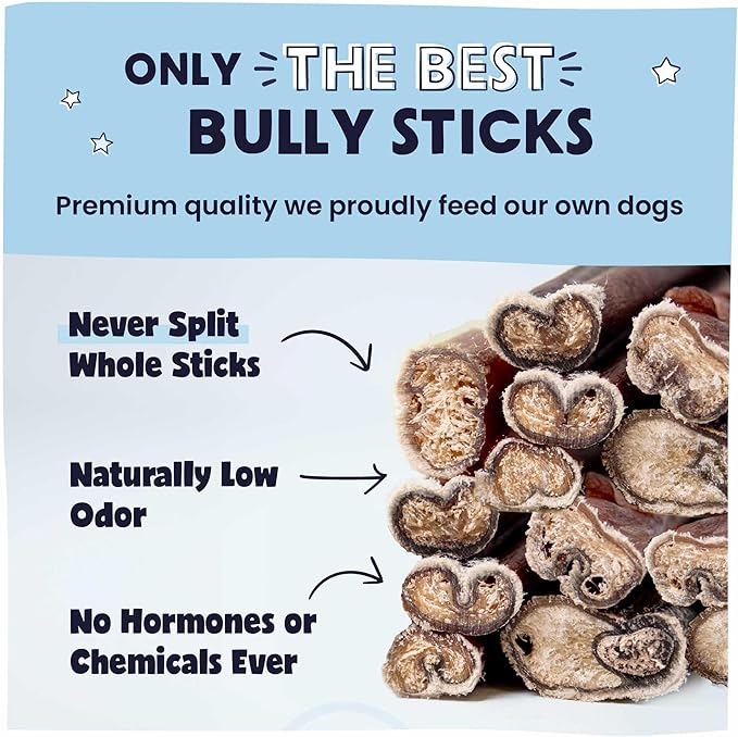 Pawstruck All-Natural 9" Bully Sticks for Dogs - Best Long Lasting, Rawhide Free, Low Odor & Grain Free Dental Chew Treat - Healthy Single Ingredient 100% Real Beef - 1 lb. Bag