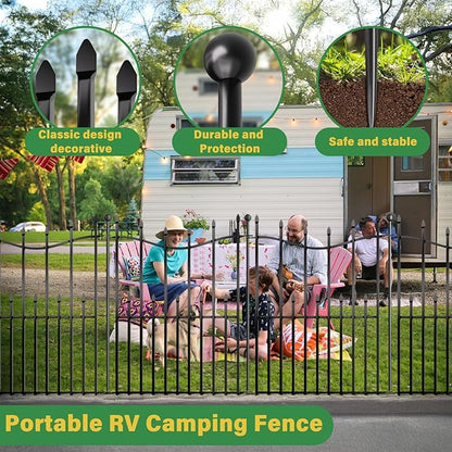 10 Panels No Dig Decorative Garden Fence, 24in(H)_22ft(L) Heavy-Duty Rustproof Metal Panels, Outdoor Dog Barrier for Yard & Patio, Landscape, Border| Portable Temporary Fencing