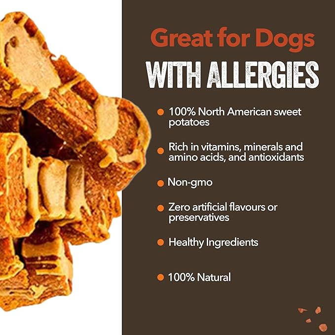 Gaines Family Farmstead Sweet Potato Peanut Butter Topped Dog Bones, All Natural, Grain Free, Dog Treats for All Ages & Breeds, Great for Training and Rewards, Made in USA, 8 Ounce Bag