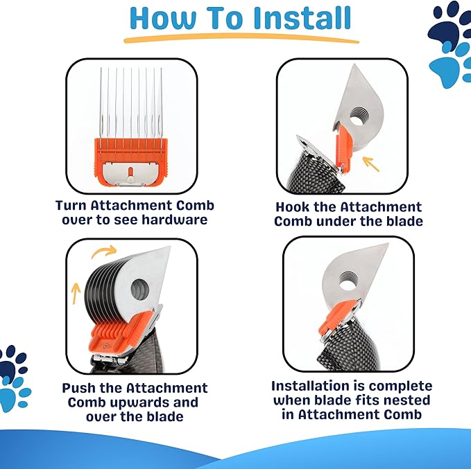 38MM - 1 1/2" Animal Clipper Guard Attachment (Not Compatible with 5-in-1 Blade) for A5 Series Clippers |Stainless Steel Blade for Professional Dog Groomers| Snap-On/Off Guard Combs for Dog Grooming