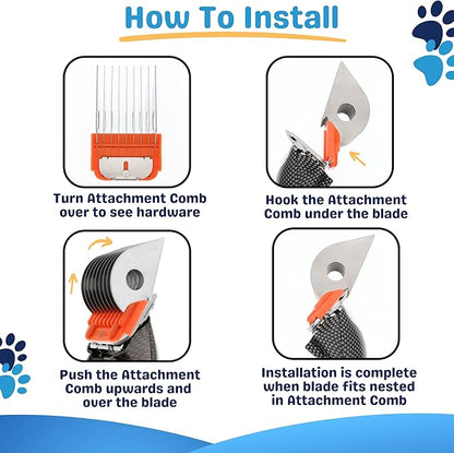 38MM - 1 1/2" Animal Clipper Guard Attachment (Not Compatible with 5-in-1 Blade) for A5 Series Clippers |Stainless Steel Blade for Professional Dog Groomers| Snap-On/Off Guard Combs for Dog Grooming