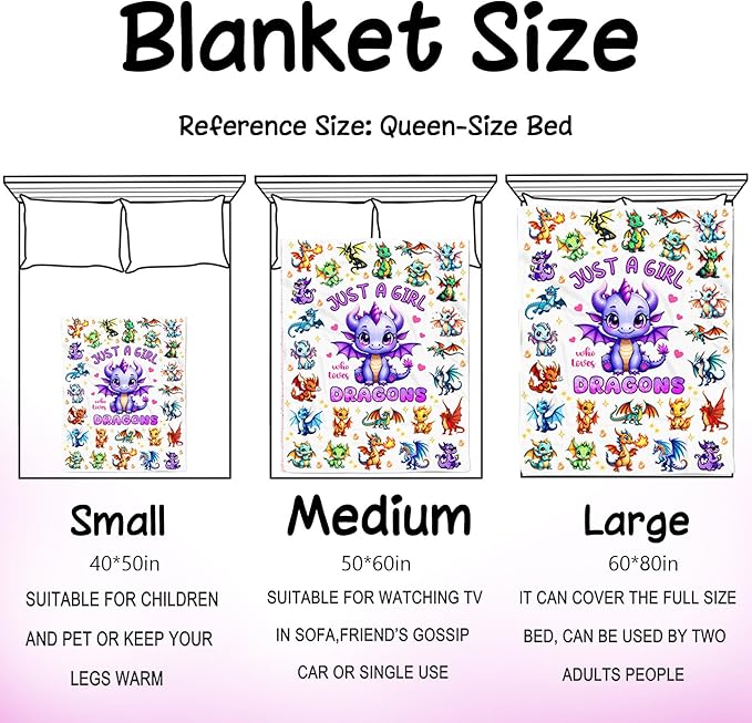 Dragon Blanket Gifts Soft Flannel Dragons Throw Blanket Merch Stuff for Dragon Lovers Kids Adults 60"X 50"