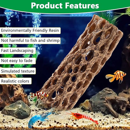 5.9“ Resin Cholla Wood Aquarium Décor Wood- Realistic Shrimp Hideout & Climbing Toy (1-Pack / 2-Pack) (1 PCS)