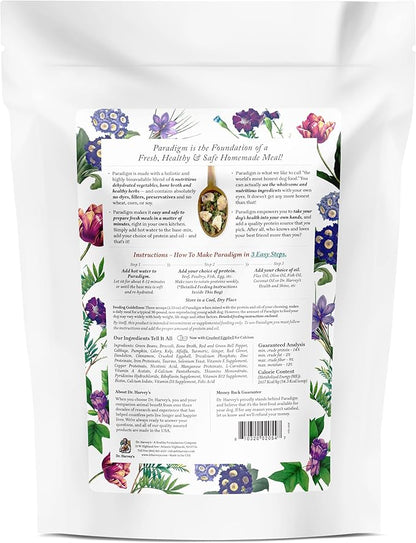Dr. Harvey's Paradigm Green Superfood Dog Food, Human Grade Dehydrated Grain Free Base Mix for Dogs, Diabetic Low Carb Ketogenic Diet (3 Pounds)