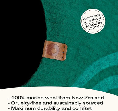 MEOWFIA Cat Cave  Premium Felt Cat Bed for Indoor Cats, Handmade 100% Merino Wool (Medium, Emerald)