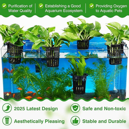 2025 New Upgraded Large Aquarium Plant Holder with 1.57-inch Extension Hooks and Suction Cups for Fish Tank Aquaponic Plant Cultivation and Aquascape Accessories Decorations (2 PCS)