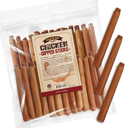 Gootoe Chicken Dog Treats  Chicken Dipped Sticks 1.5 lb  All Natural, Grain-Free, Low Fat, Premium Training Chews, Healthy & Easily Digestible