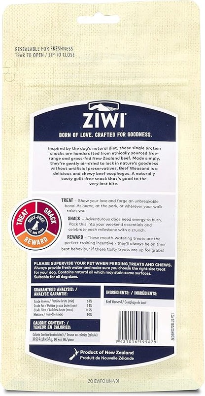 ZIWI Dog Chews and Treats  Beef Weasand - All Natural, Air-Dried, Single Protein, Grain-free, High-Value Treat, Snack, Reward 2.5 Ounce (Pack of 1)