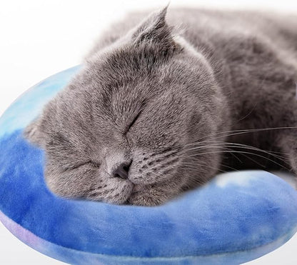Dog Pillow, U-Shaped Dog Calming Pillow for Pet, Soft Dog Neck Pillow Machine Washable Dog Bed Pillow for Dog and Cat Enhance Sleep Quality (Purple Blue, Small)