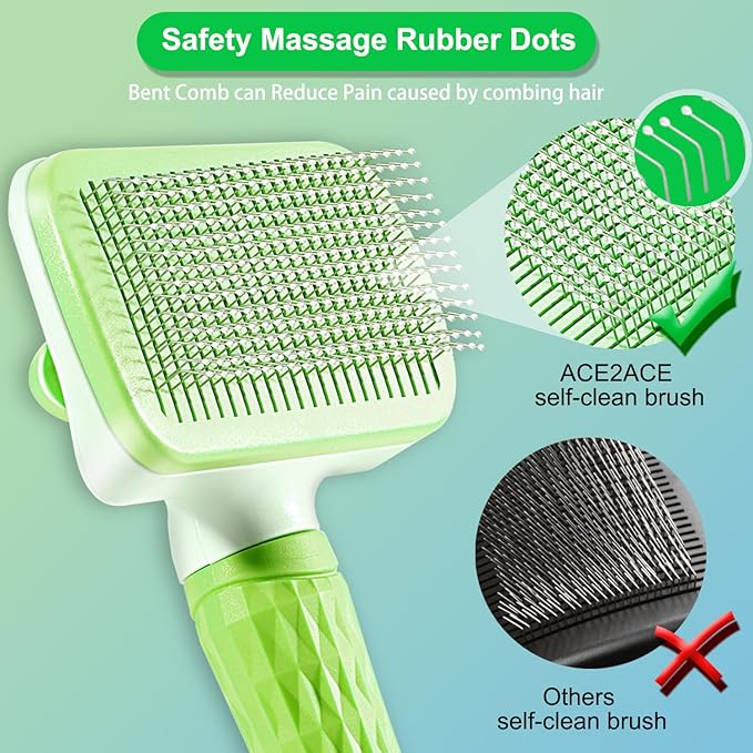 Dog Brush, Cat Brush, Dog Brush for Long and Short Hair, Pet Grooming Brush, Self-cleaning Slicker Brush Remove Pet Hair from Brush with One Button