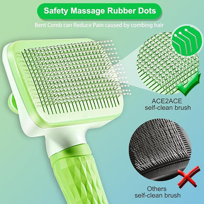 Dog Brush, Cat Brush, Dog Brush for Long and Short Hair, Pet Grooming Brush, Self-cleaning Slicker Brush Remove Pet Hair from Brush with One Button