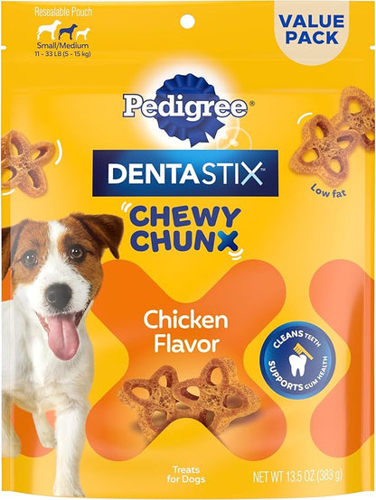 Pedigree Dentastix Chewy Chunx Small & Medium Dog Treats Chicken Flavor, 13.5 oz. Bag