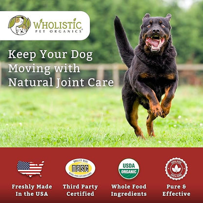 Wholistic Pet Organics Joint Supplement: Joint Mobility with Green Lipped Mussel Daily Joint Health Supplements for Dogs - Dog Glucosamine Powder with MSM, Probiotics, Vitamins, Minerals - 4 Lb
