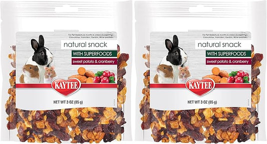 Kaytee Natural Snack with Superfoods for Pet Guinea Pigs, Rabbits, Hamsters, and Other Small Animals, Sweet Potato & Cranberry, 3 Ounces (Pack of 2)