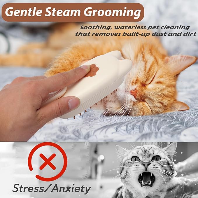 3 in 1 Cat Steam Brush Rechargeable Anti-Static Pet Spray Hair Removal Comb for Shedding and Grooming Multi-functional Pet Massage Brushes for Cats Dogs Small Animals