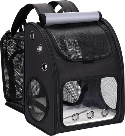 Expandable Pet Carrier Backpack for Cats, Dogs and Small Animals, Portable Pet Travel Carrier, Super Ventilated Design, Airline Approved, Ideal for Traveling/Hiking/Camping, Black, XL