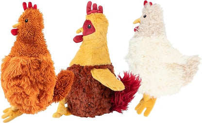 Best Pet Supplies Chicken Crinkle Plush Dog Toys for Interactive Play, Puppy and Senior Indoor Play, Colorful Chicken Toy Shape, Cute and Cuddly - Crinkle Chicken (Brown)