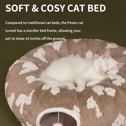 Pesen Cat Tunnel Bed with Soft Cushion, Cat Toys for Indoor Cats Enhance Bonding Between Pets and Owners, Encourage Exploration, and Satisfy Natural Instincts for Kittens, Dogs, and Rabbits