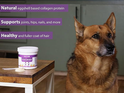 Eggshell Membrane Collagen for Dogs - Non-Gelatin and Non-Bone Marrow Based, All Natural Premium Dog Collagen Powder from Eggshell Membranes: Supports Pet HIPS, Joints, Nails, Fur and Digestion.