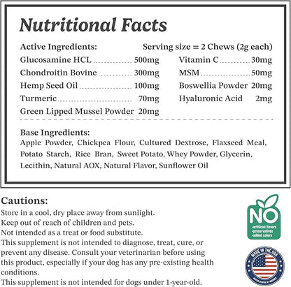Selly_ Den Hip & Joint Support for Dogs  Chicken Flavor Soft Chew Supplement  Glucosamine, Chondroitin & MSM for Mobility & Joint Health  Made in USA  90 Count, 6.5 Oz