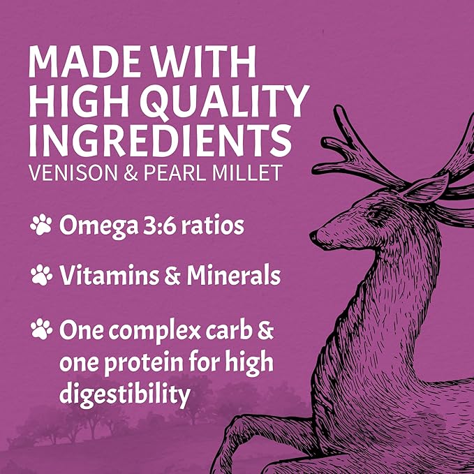 Canine Caviar - Leaping Spirit: Venison & Pearl Millet Alkaline Dry Dog Food, Limited Ingredients, Gluten-Free, Based on Science & Research, Veterinary Alternative Diet (22 Pound Bag)
