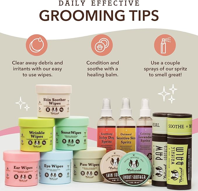 Natural Dog Company Grooming Wipes with Aloe Vera, Cleanses, Soothes, & Deodorizes, Fragrance Free, Hypoallergenic, Biodegradable Wipes - Dog Wipes for Ear, Paws, Face and Butt Wipes (200 Wipes)