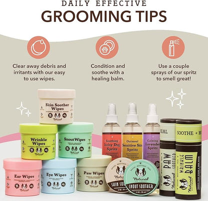 Natural Dog Company Grooming Wipes with Aloe Vera, Cleanses, Soothes, & Deodorizes, Fragrance Free, Hypoallergenic, Biodegradable Wipes - Dog Wipes for Ear, Paws, Face and Butt Wipes (200 Wipes)
