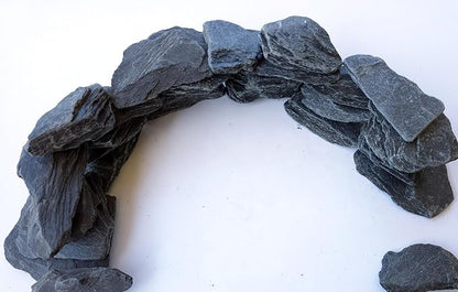 Natural Slate Stone 3 to 5 Inches - USA Sourced and Packaged for Aquascaping Aquariums, Terrariums, Paludariums, Reptiles, Wargaming, Model Railroads, Miniature Gardens, Mosaic Art (12lbs)