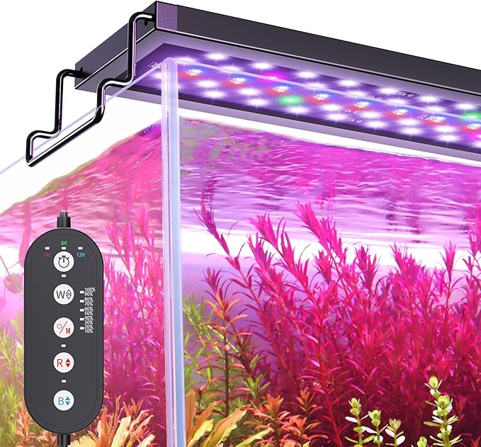 SEAOURA Full Spectrum Aquarium Light for 36-42in Freshwater Tank, LED Lights for Plant Growth, 6H/8H/12H Timer, WRB 3 Channel Customizable, 10 Brightness & 11 Colors, Adjustable Bracket - 36W