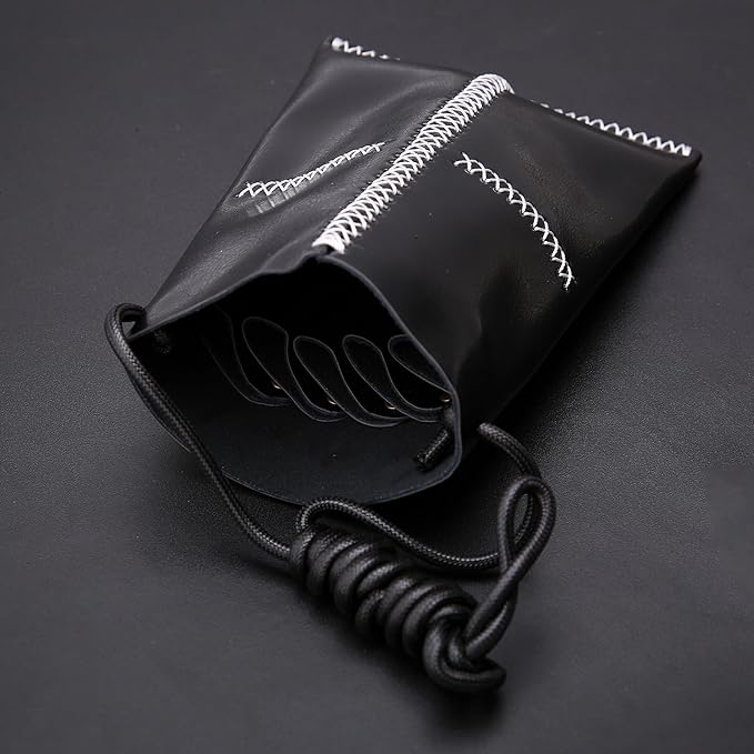 Dog Grooming Scissors Storage Bag: Hand-stitched, Show-quality Head Layer Calf Leather, Holds 5 Pairs of Dog Grooming Scissors Black