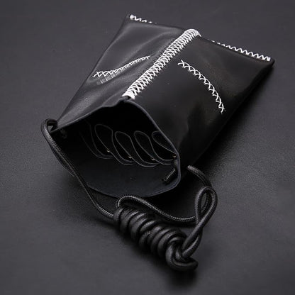 Dog Grooming Scissors Storage Bag: Hand-stitched, Show-quality Head Layer Calf Leather, Holds 5 Pairs of Dog Grooming Scissors Black
