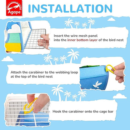 Agape Warm Bird Nest Hammock for Cage, Plush Bird Bed House Hideaway Hut, Birdcage Accessories for Parakeet, Budgie, Cockatiel, Lovebird, Conure, Aviary, Bird Playstand for Cages, Nido para Pájaros