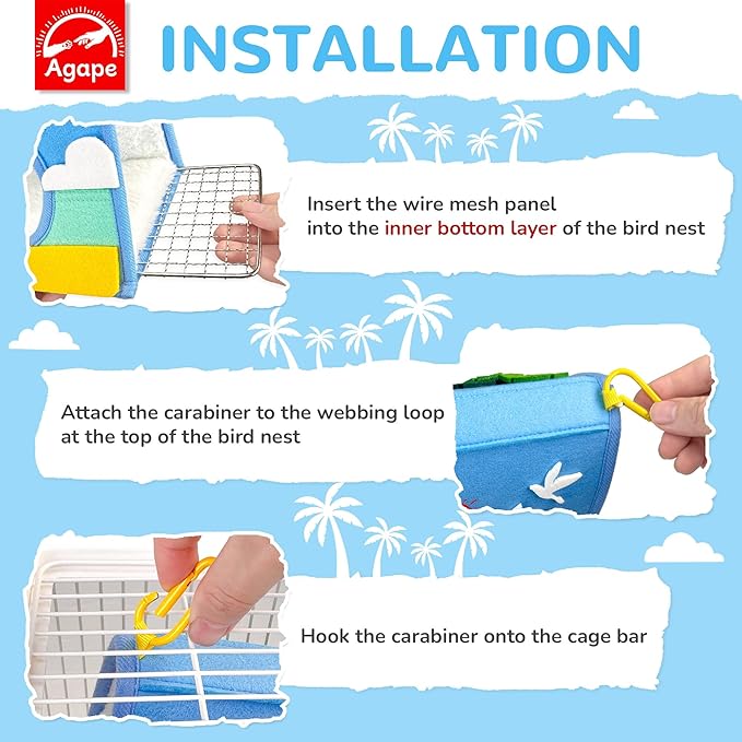 Agape Bird Nest for Bird Cages, Warm Plush Bed for Small, Medium & Large Parrots, Hanging Hammock for Parakeet, Budgie, Cockatiel, Lovebird, Conure, Bird Cage Accessories