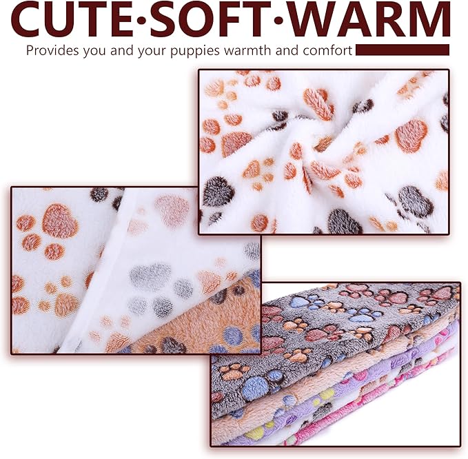 UTTPLL Blanket-Premium-Flannel-Small-Printed Throw for Cats Dog Puppy Animals Super Soft Fluffy Fleece Pet Blankets Warm Sleep Mat Cute Paw Pink
