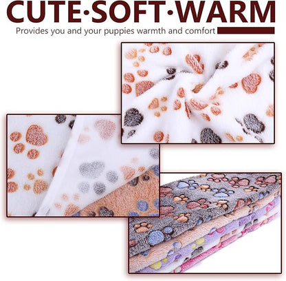 UTTPLL Blanket-Premium-Flannel-Medium-Printed Throw for Cats Dog Puppy Animals Soft Fluffy Fleece Pet Blankets Cozy Warm Sleep Mat Cute Paw Pink