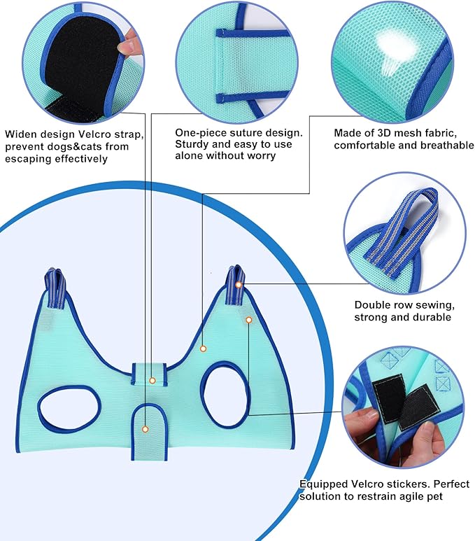 Dog Grooming Hammock 2023 New Edition, Dog Hanging Harness Holder for Nail Clipping, Dog Nail Trimming Hammock with Wide Strap, Dog Grooming Sling for Claw Care (X-Large 50 LB Max/Turquoise)