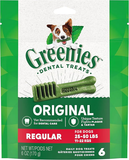 Greenies Original Regular Dental Dog Treats, 6 oz. Pack (6 Treats)