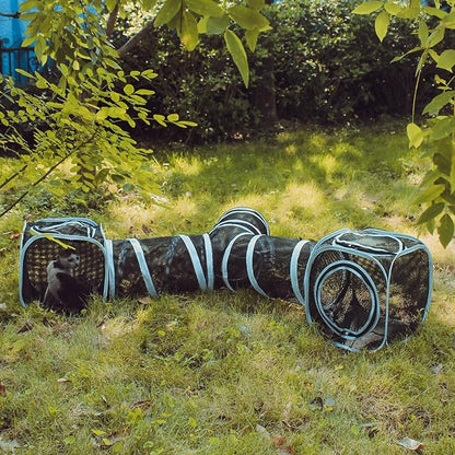 Cat Furniture Tent for Indoor and Outdoor Playpen Portable Cat Tunnels, Outdoor Kennel (2 Cube + 3-Way Tunnel)