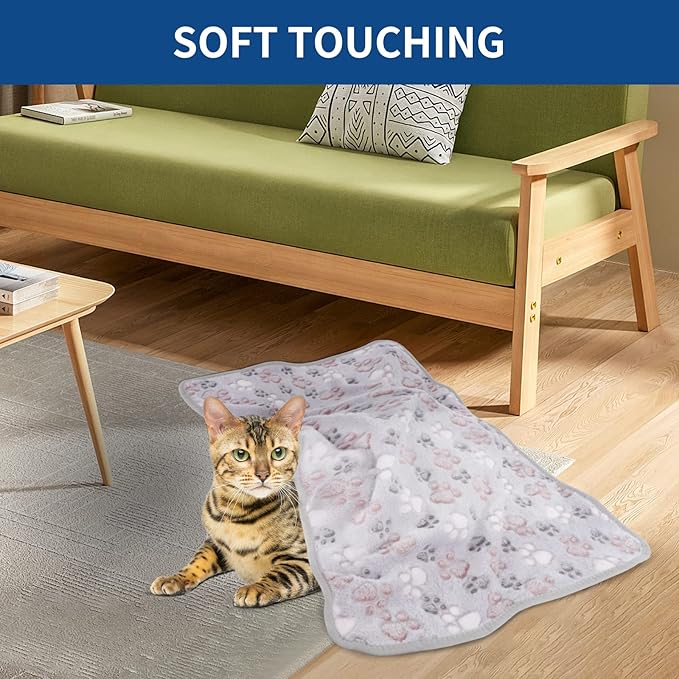 BVAGSS 6 Pack Small Dog Blanket, Super Soft Warm Pet Cover Blankets, Paw Print Puppy Fleece Flannel Blanket for Small Medium Dogs and Cats MW003