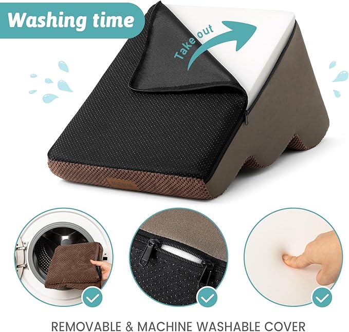 Dog Stairs for Small Dogs 19.7" H, Pet Step with Leakproof Cover, High Density Foam Cat Ramp for Bed, Couch or Sofa, Lightweight, Durable, Comfort, 15.7x28.3x19.7 inch, 4 Tiers, Brown