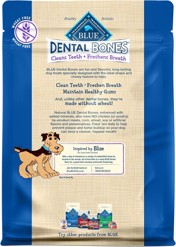 Blue Buffalo Dental Bones Large Natural Dental Chew Dog Treats Bag